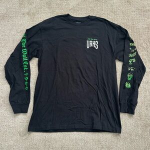 Vans Black Long Sleeve Shirt with Green Graphics